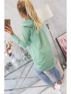 Mikina s kapucňou s dlhým zadným dielom tmavo mätová