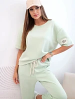 Dámsky viskózový set s krátkym rukávom a nohavicami light mint
