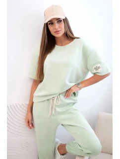 Dámsky viskózový set s krátkym rukávom a nohavicami light mint