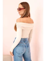 Dámska blúzka s dlhými rukávmi a odhalenými ramenami béžová Dámska blúzka s dlhými rukávmi a odhalenými ramenami béžová