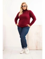 Dámský viskózový svetr Plus Size s klasickým střihem s rolákem bordový Dámský viskózový svetr Plus Size s klasickým střihem s rolákem bordový