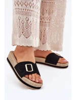 Dámské Sandały Na Platformě Se Zlatou Přezkou Černé model 21702342 - Boto