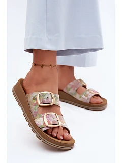 Kožené vzorované pantofle s řemínky Maciejka P7537-39 Multikolor