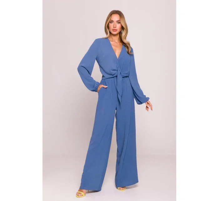 M861 Crop top so zaväzovaním vpredu - džínsy