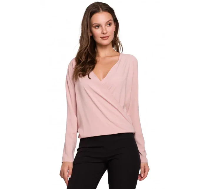 K037 Zavinovacia blúzka - púdrová