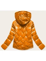 Žltá prešívaná dámska bunda s kapucňou (B9541)