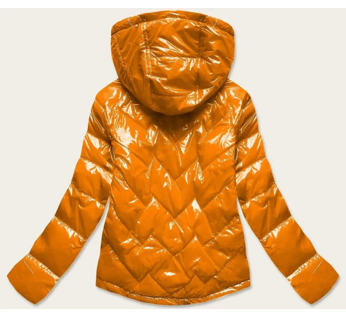 Žltá prešívaná dámska bunda s kapucňou (B9541)