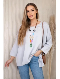Oversize halenka s náhrdelníkem máslová látka šedý