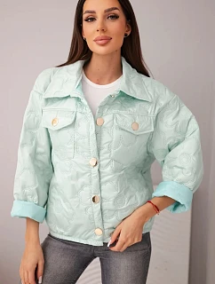 Dámska jarná prešívaná bunda s kvetinovým vzorom light mint