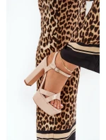 Dámské sandály na vysokém podpatku a platformě lakované béžové model 21688893 - Boto Dámské sandály na vysokém podpatku a platformě lakované béžové model 21688893 - Boto