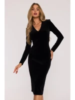 M889 Zamatové bodycon šaty - čierne