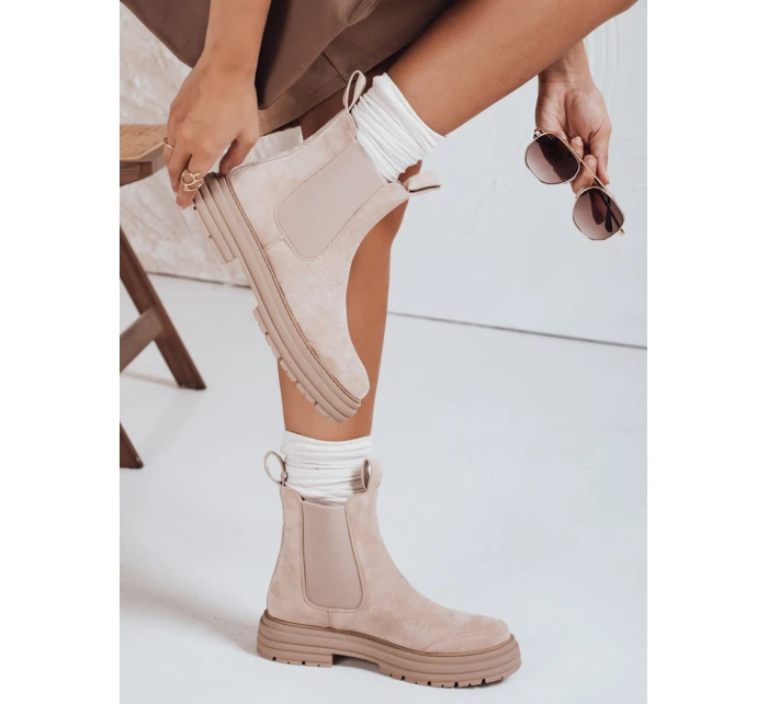 Dámské semišové béžové kozačky Dstreet model 21971971 - FashionStreet