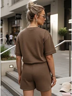 Dámsky viskózový set s motýlikom a šortkami hnedý FashionStreet AY1194 Dámsky viskózový set s motýlikom a šortkami hnedý FashionStreet AY1194