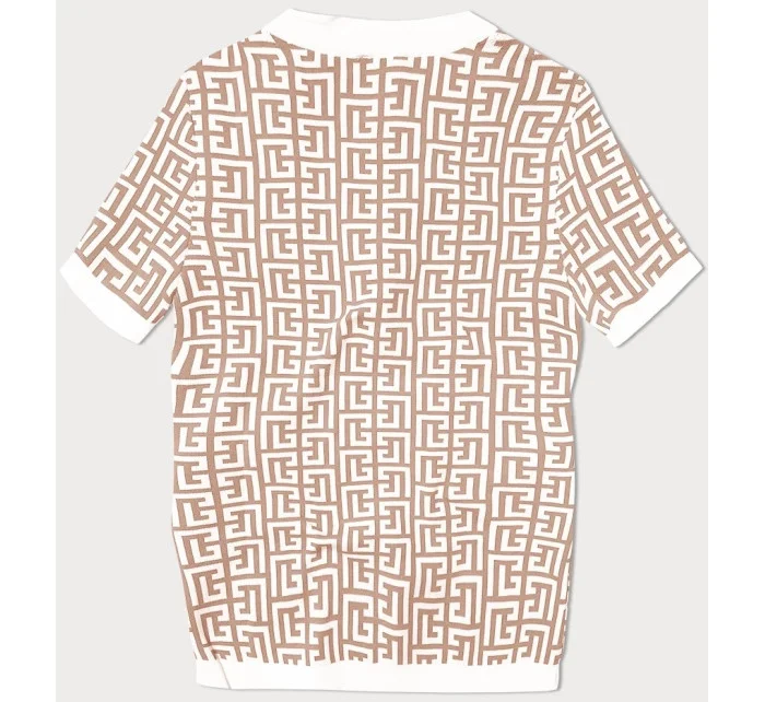 Dámska béžová pletená blúzka s krátkymi rukávmi (009) Dámska béžová pletená blúzka s krátkymi rukávmi (009)