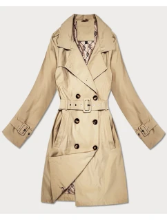 Dámsky kabát Goodlookin s opaskom Light Beige (KK60417-3#)