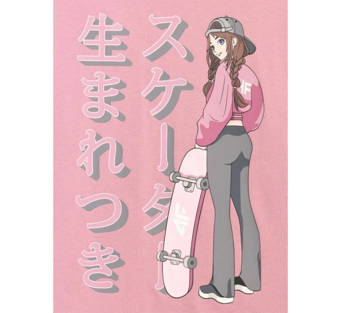 Dievčenské tričko oversize s potlačou 4F 4FJRAW25TTSHF2936-54S Dievčenské tričko oversize s potlačou 4F 4FJRAW25TTSHF2936-54S