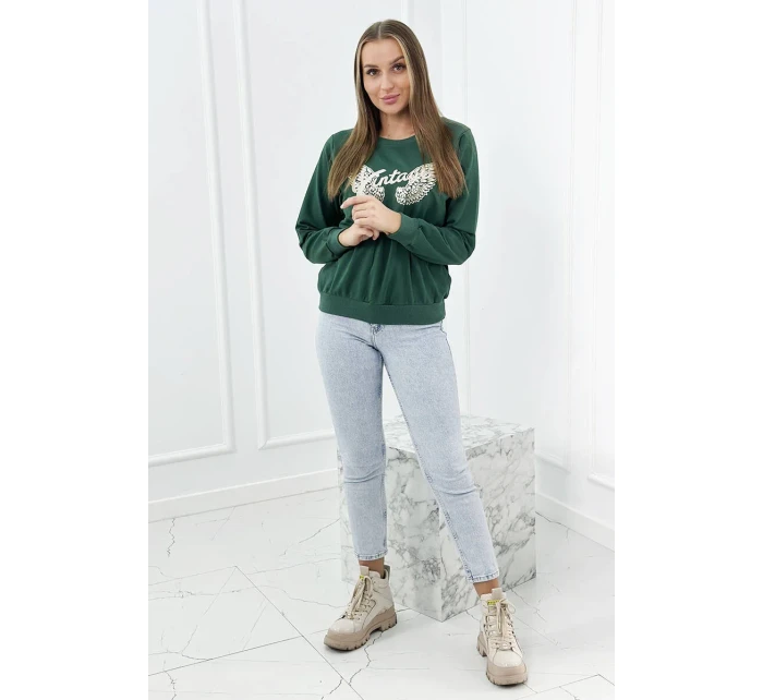 Mikina s potlačou tmavozelená