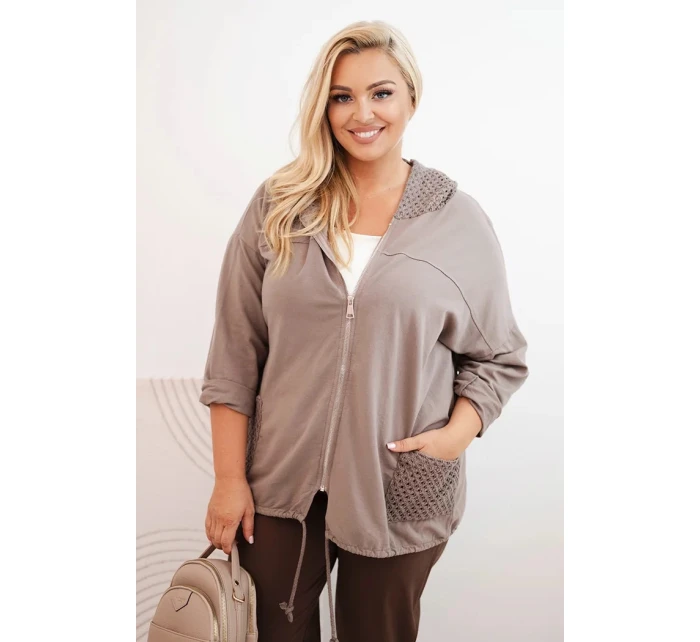 Dámská mikina Plus Size bavlněná oversize s dlouhým rukávem fango