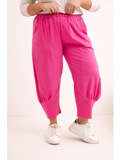 Dámske plus veľkosť nohavice s nízkym sedom a elastickým pásom ružová