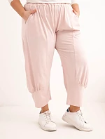 Dámske plus veľkosť nohavice s nízkym sedom a elastickým pásom Dark Powder Pink