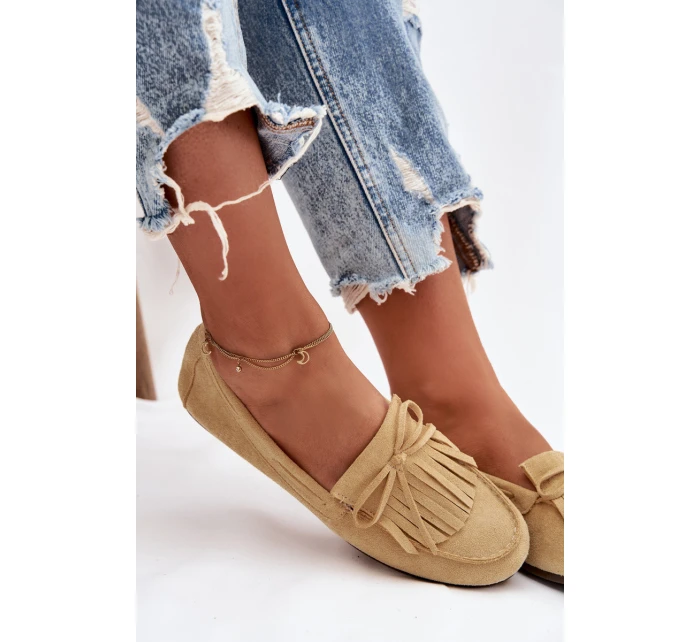 Dámské mokasíny s třásněmi Žluté model 21915094 - Boto