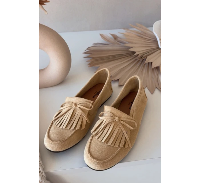 Dámské mokasíny s třásněmi Žluté model 21915094 - Boto