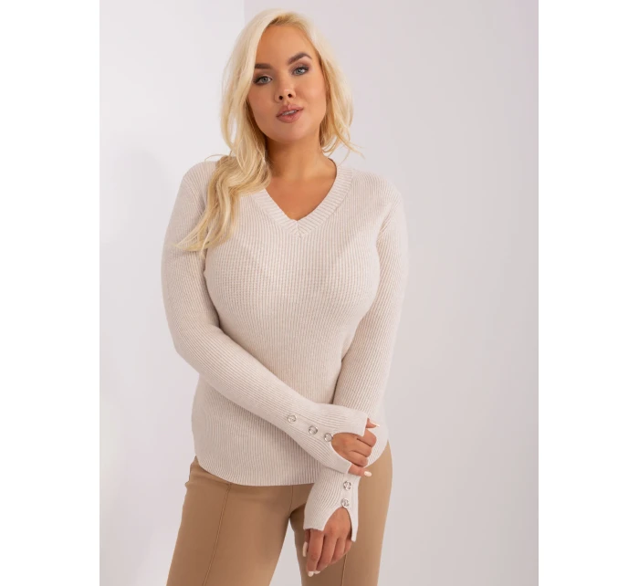 Sweter PM SW PM model 18949421 jasny beżowy - FPrice Sweter PM SW PM model 18949421 jasny beżowy - FPrice