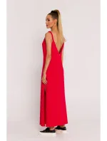 model 19660986 Maxi šaty s hlubokým výstřihem do V červené - Moe