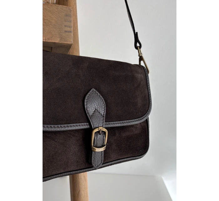Dámska semišová kožená kabelka Norla - čokoládová