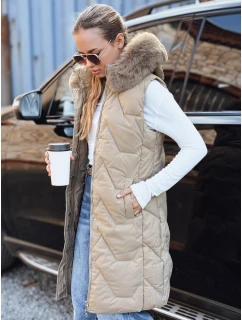 Dámska prešívaná béžová vesta FashionStreet TY5263