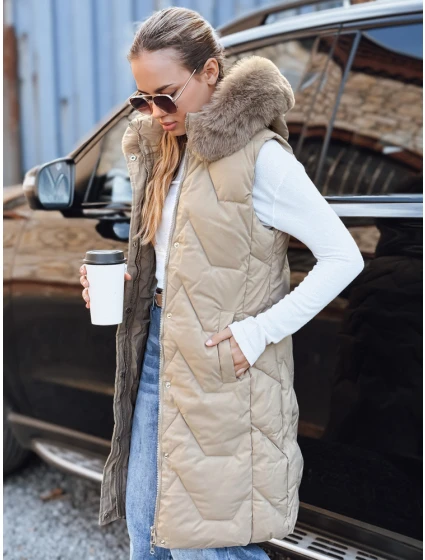 Dámská prošívaná béžová vesta Dstreet model 21993342 - FashionStreet Dámská prošívaná béžová vesta Dstreet model 21993342 - FashionStreet