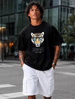 Pánske tričko s nadrozmernou tigrovanou potlačou čierne FashionStreet NX1011R