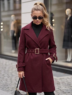 damski z paskiem bordowy model 22371797 - FashionStreet