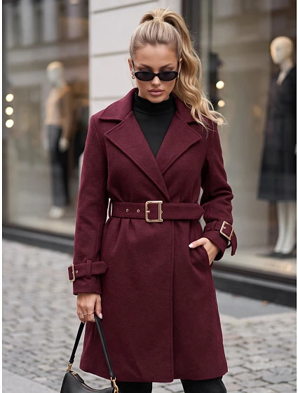 damski z paskiem bordowy model 22371797 - FashionStreet