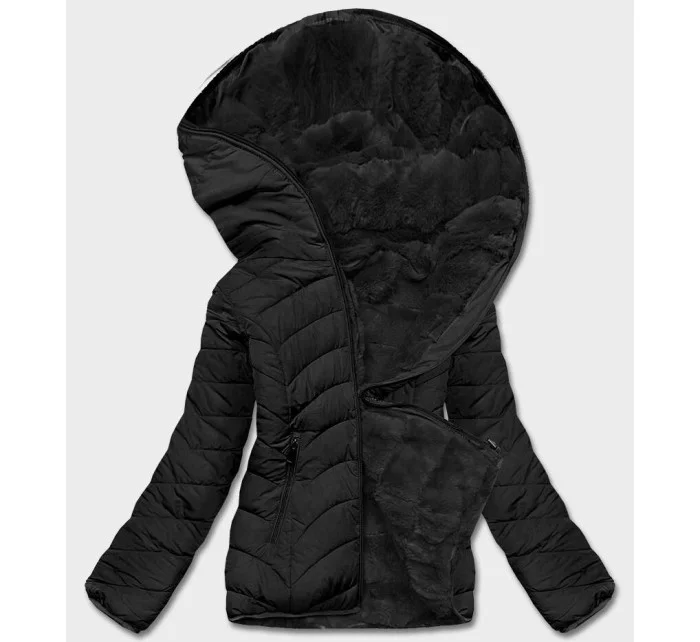 Čierna krátka obojstranná dámska zimná bunda (2M-21507) Čierna krátka obojstranná dámska zimná bunda (2M-21507)
