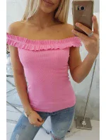 Trblietavá blúzka s volánikmi svetlo ružová