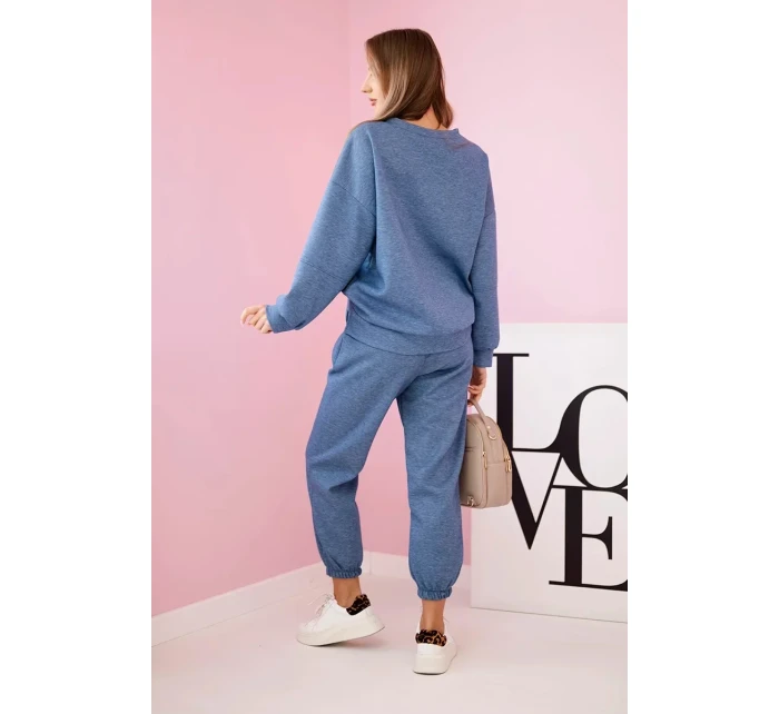 Súprava tepláky + nohavice z maslovej tkaniny denim
