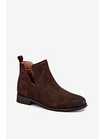 Kožené semišové kotníkové boty model 22366565 Hnědé - VINCEZA Kožené semišové kotníkové boty model 22366565 Hnědé - VINCEZA