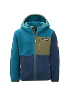 Detská fleecová bunda s kapucňou Trollkids Aurlandsfjord Blue/Green (466-104)