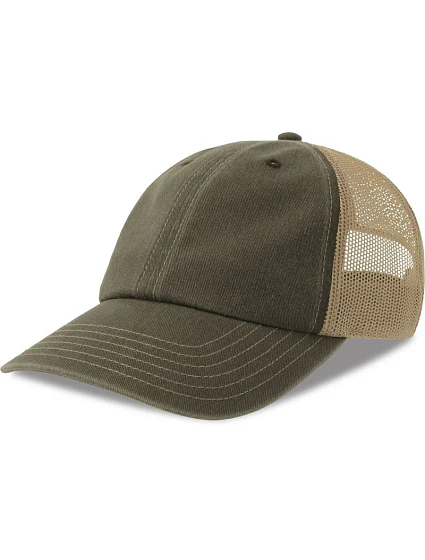 Atlantis Headwear Teon 6-panelová čiapka Vintage Trucker 33.0303 olivová/khaki Atlantis Headwear Teon 6-panelová čiapka Vintage Trucker 33.0303 olivová/khaki