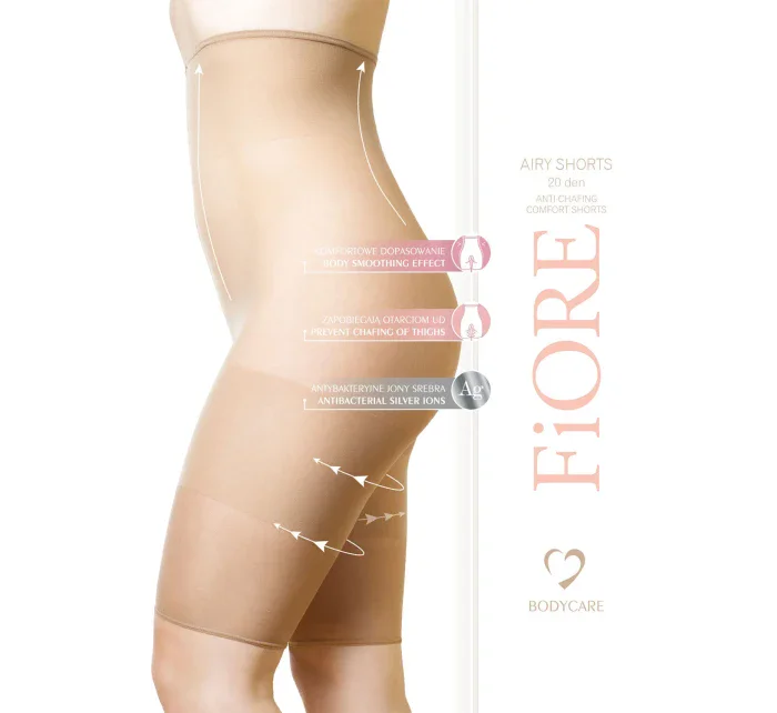 Fiore Airy Shorts 20 DEN antichafing Bermudy farba:nude