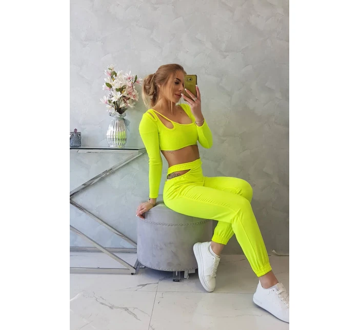 Súprava s blúzkou top žltá neónová