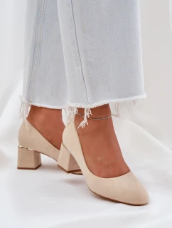 Eko Zamszowe Czółenka Na Słupku Beżowe Veniffia