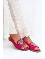 Dámské sandály s ozdobným srdcem model 21691525 Fuchsie - S.Barski Dámské sandály s ozdobným srdcem model 21691525 Fuchsie - S.Barski