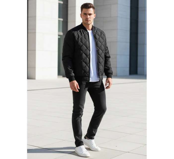 Pánska prešívaná bunda bomber čierna TX2215 Pánska prešívaná bunda bomber čierna TX2215