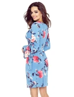 427-1 Šaty s rozšírenými viazanými rukávmi - červené veľké ruže na tmavom denime 427-1 Šaty s rozšírenými viazanými rukávmi - červené veľké ruže na tmavom denime