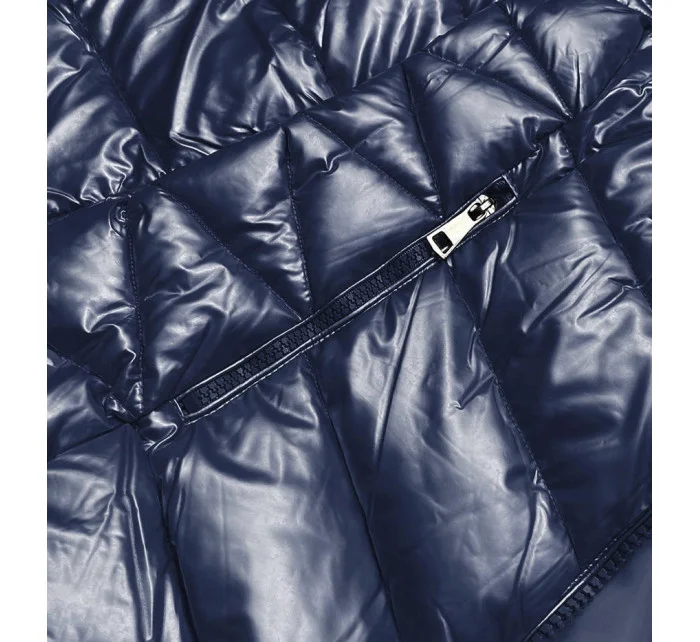 KRÓTKA KURTKA DAMSKA Z FUTERKIEM GRANATOWA model 21244617 - YES!PINK