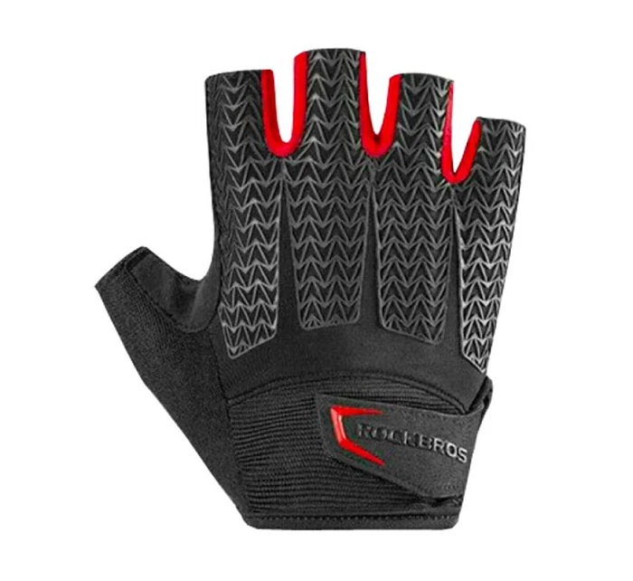 Cyklistické rukavice Rockbros S169BR L s gélovými vankúšikmi - čierno-červené