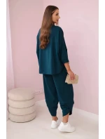 Bavlnená mikina nohavice set navy