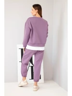 Dámský komplet s s volnou mikinou a tepláky fialový model 21808629 - K-Fashion Dámský komplet s s volnou mikinou a tepláky fialový model 21808629 - K-Fashion